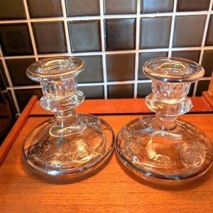 Vintage Sterling  Overlay Crystal Candle Holders.